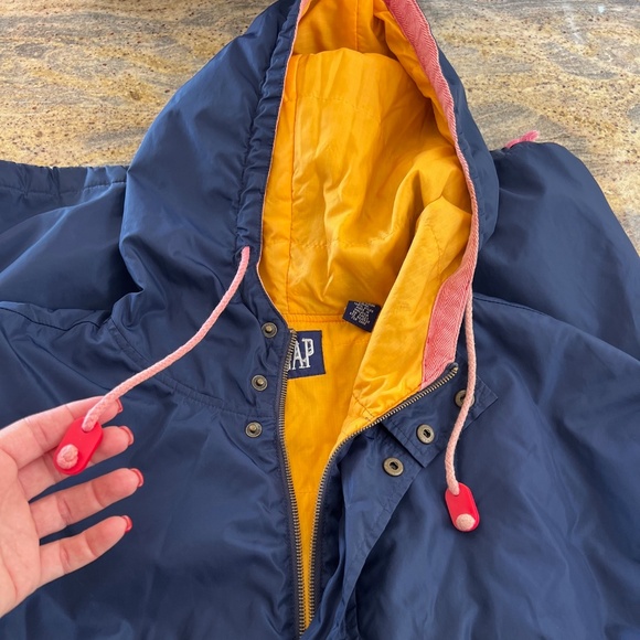 Gap Blue and Orange Hooded Rain Jacket (Large; Unisex) - Picture 7 of 8